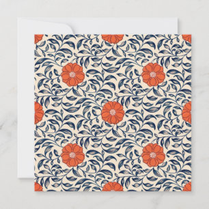 Cartão De Agradecimento Padrão floral contínuo com flor laranja vibrante
