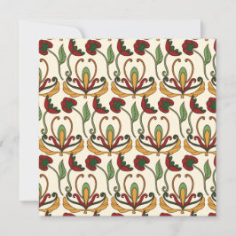 Cartão De Agradecimento Padrão floral contínuo com vermelho e amarelo