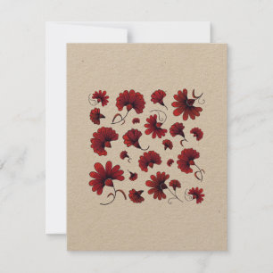 Cartão De Agradecimento Padrão Floral de Cravo Vermelho Vetorizado