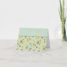 Cartão De Agradecimento Padrão Floral de Girassol Amarelo-Amarelo-Whimsica