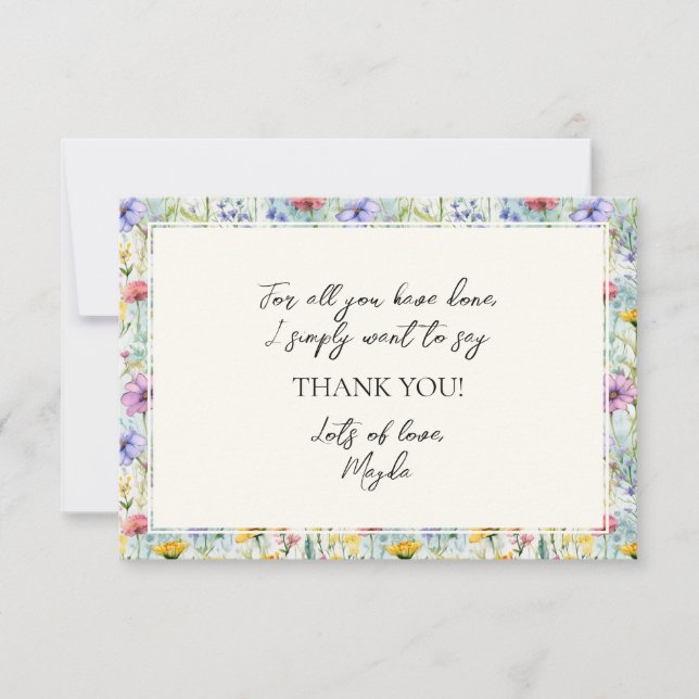 Cartão De Agradecimento Padrão Floral de Margarida Amarela (Frente)