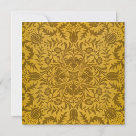 Cartão De Agradecimento Padrão floral dourado ornamentado com simétrico
