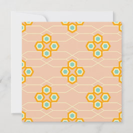 Cartão De Agradecimento Padrão floral hexagonal de fundo de pêssego