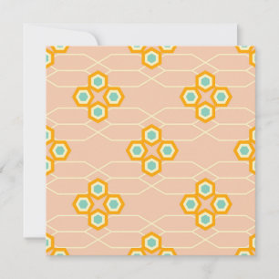 Cartão De Agradecimento Padrão floral hexagonal de fundo de pêssego