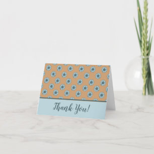 Cartão De Agradecimento Padrão Floral Orange Blue Sunflower Dots