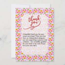 Cartão De Agradecimento Padrão Floral Pastel Adorável Rosa Macio Feminino