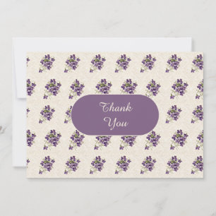 Cartão De Agradecimento Padrão Floral Violeta Art Nouveau