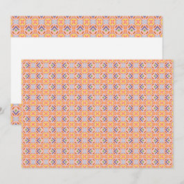 Cartão De Agradecimento Padrão Geométrico Mosaico Pixel Pastel Retro