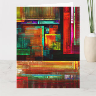 Cartão De Agradecimento Padrão Moderno de Abstrato de Arte Quadrados Color