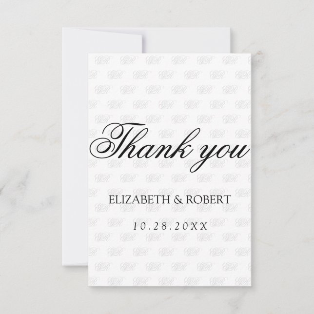 Cartão De Agradecimento Padrão Monograma Minimalista (Frente)