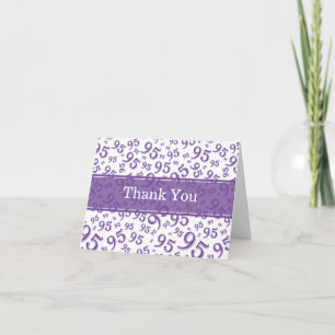 Cartão De Agradecimento Padrão numérico Roxo/Branco do 95º "Obrigado!"