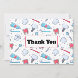 Cartão De Agradecimento Padrão Odontológico de Dentes e Ferramentas Dentis