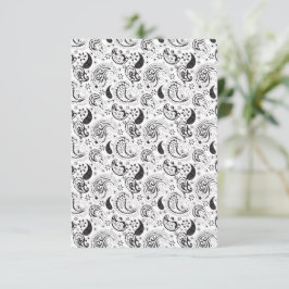 Cartão De Agradecimento Padrão Paisley Preto e Branco – Arte Textil Elegan