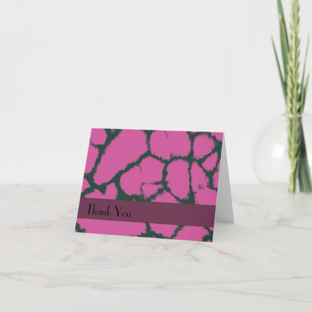 Cartão De Agradecimento Padrão Rosa Girafa Obrigado (Frente)