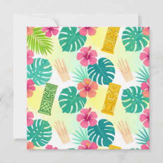 Cartão De Agradecimento Padrão Tiki Havaiano Tropical para Casamento Festa