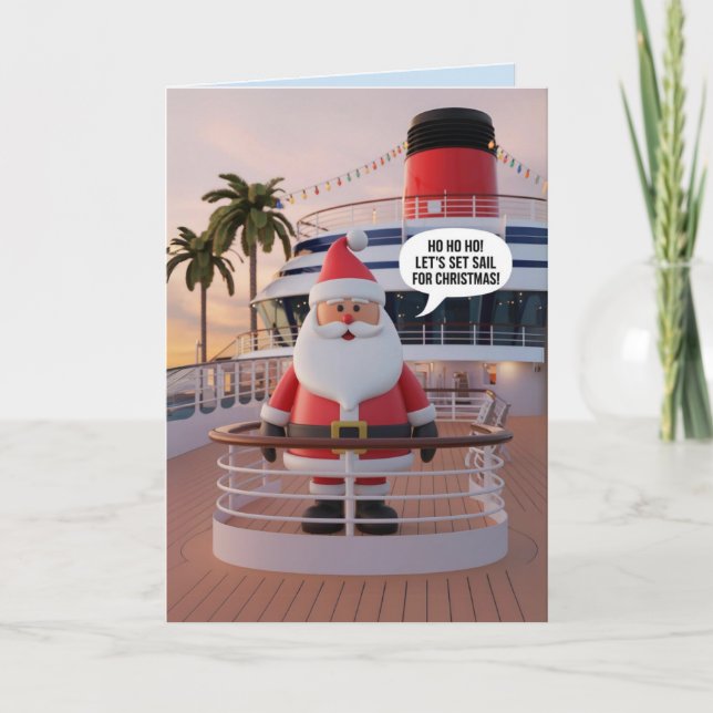 Cartão De Agradecimento Padre Natal em Cruise cumprimenta Chrimbo do Mar (Frente)