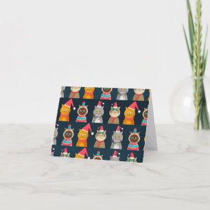 Cartão De Agradecimento Padrões de natal bonitinho de gato, Meow Christmas