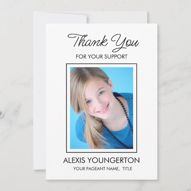 Cartão De Agradecimento Pageant Sponsor Obrigado Foto (Frente)