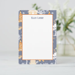 Cartão De Agradecimento Pagodas de Chinoiserie Blue and Orange