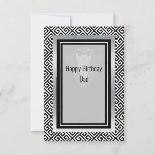 Cartão De Agradecimento Pai de aniversário feliz preto e branco