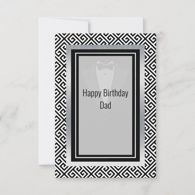 Cartão De Agradecimento Pai de aniversário feliz preto e branco obrigado d (Frente)