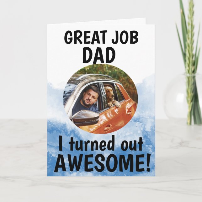 Cartão De Agradecimento Pai de trabalho do excelente... Azul de foto perso (Frente)