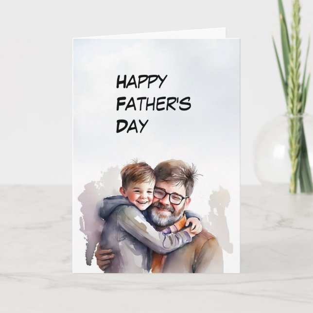 Cartão De Agradecimento Pai do abraço do Dia de os pais Filho (Frente)