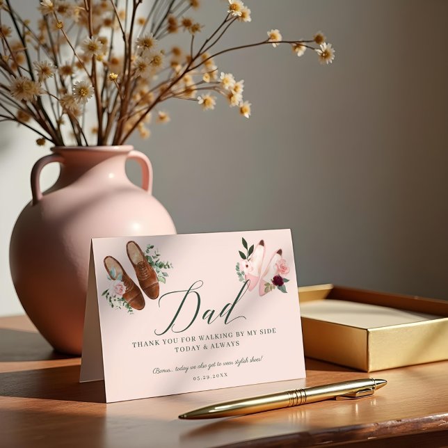 Cartão De Agradecimento Pai obrigados | Passear pelos meus Calçados de aqu (Thanks Dad | Walking by My Side Watercolor Shoes Thank You Card)