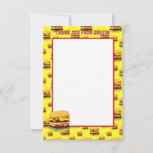 Cartão De Agradecimento Painel Plano Dois Lados Cheeseburger Obrigado Cart
