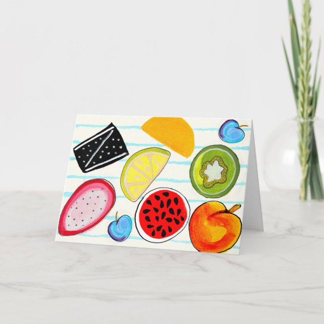 Cartão De Agradecimento Painted Fruit Illustration Greeting Card (Frente)