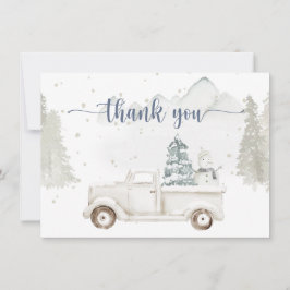 Cartão De Agradecimento País das Maravilhas de Inverno, Animais na Neve e 