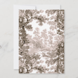 Cartão De Agradecimento Paisagem de Cottage em Vintage Toile-Brown & White