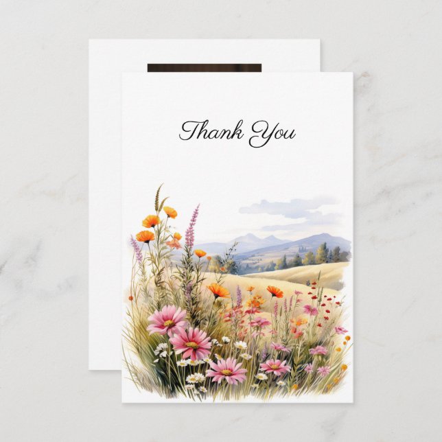 Cartão De Agradecimento Paisagem Floral Foto Funeral Obrigado (Frente/Verso)