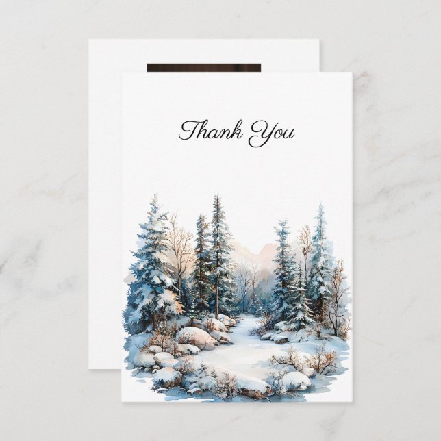 Cartão De Agradecimento Paisagem Neve Foto Funeral Obrigado (Frente/Verso)