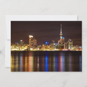 Cartão De Agradecimento Paisagem Noturna da Cidade de Auckland
