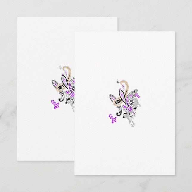 Cartão De Agradecimento Paisley Floral Motif – Boho White Purple Orange  (Frente/Verso)