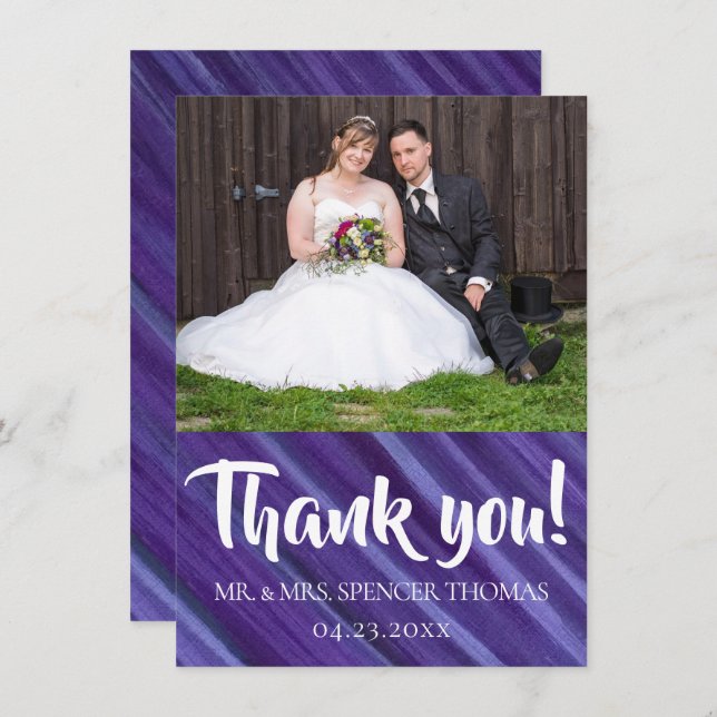 Cartão De Agradecimento Paixão Roxo | Escoamento de ameixa de Lavanda viol (Frente/Verso)