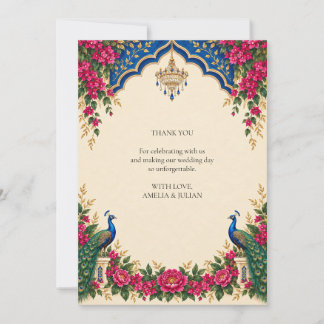 Cartão De Agradecimento Palácio de Pavão Elétrico Jardim Casamento Obrigad