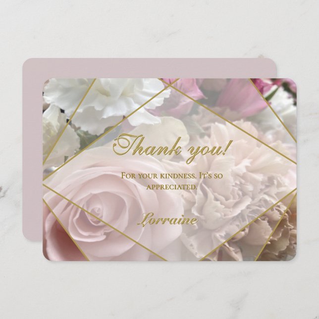 Cartão De Agradecimento Pale Pink Rose Thank You Card (Frente/Verso)