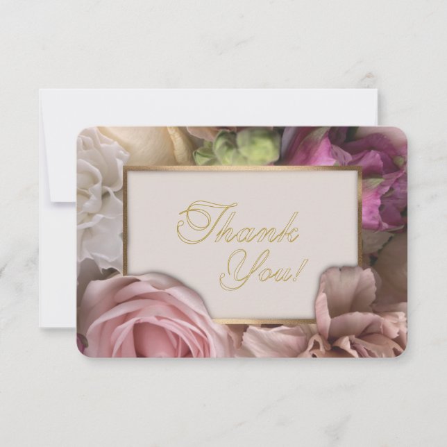 Cartão De Agradecimento Pale Pink Rose Thank You Card (Frente)