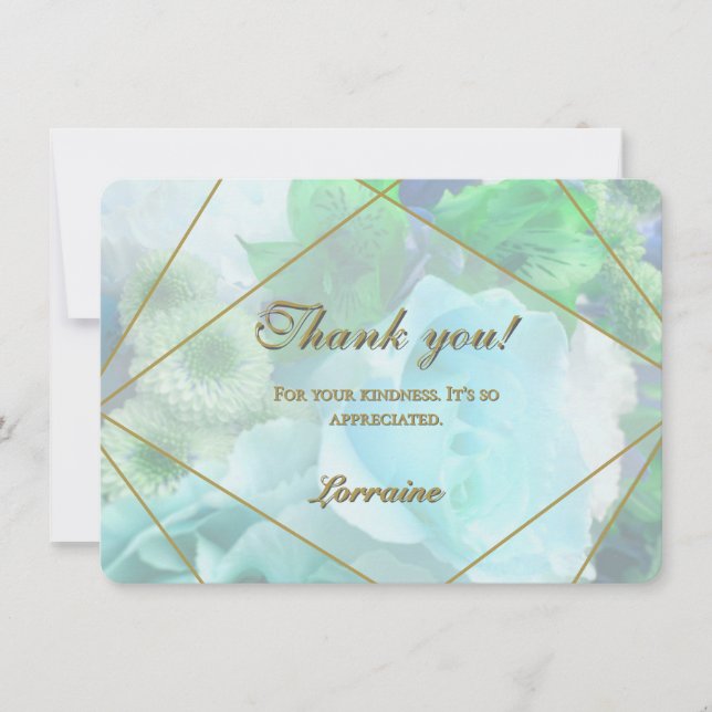 Cartão De Agradecimento Pale Teal Rose Thank You Card (Frente)