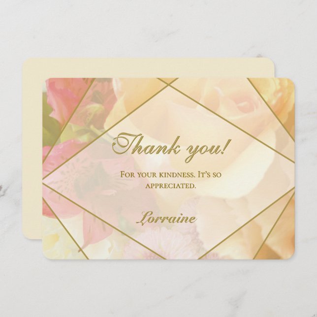 Cartão De Agradecimento Pale Yellow Rose Thank You Card (Frente/Verso)