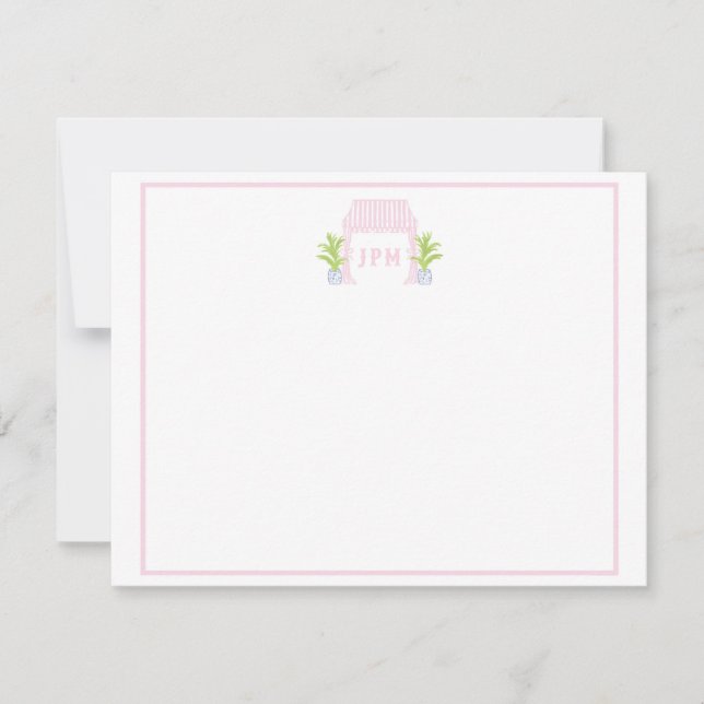 Cartão De Agradecimento Palm Beach Cabana Monogram Flat Card (Frente)