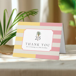Cartão De Agradecimento Palm Beach Stripe Tropical 25º Aniversário Obrigad