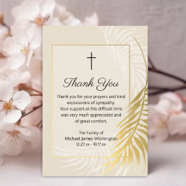 Cartão De Agradecimento Palm Dourado Religioso Funeral Obrigado Nota