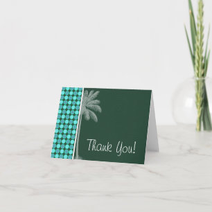 Cartão De Agradecimento Palm tropical; Bolinhas verde e turquesa