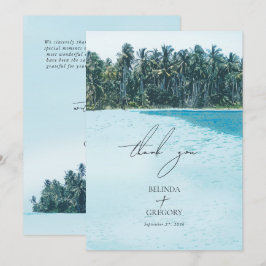 Cartão De Agradecimento Palmas de Aquarela Tropical & Casamento de Praia