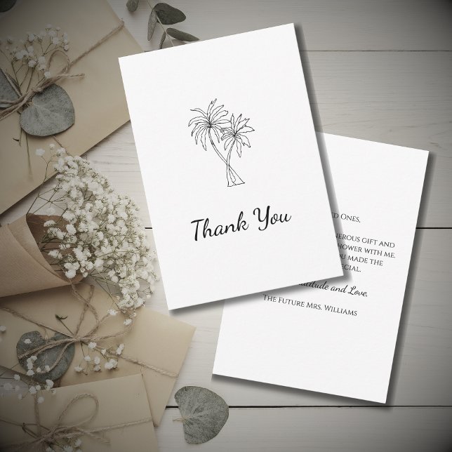 Cartão De Agradecimento Palmeiras tropicais Chá de panela elegante Simples (Criador carregado)