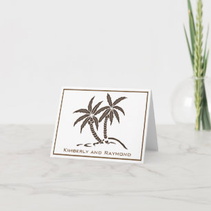 Cartão De Agradecimento Palmeiras Tropicais Gêmeas, Marrons, Personalizada