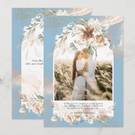 Cartão De Agradecimento Pampas Azul Dusty FOTO Floral OBRIGADA